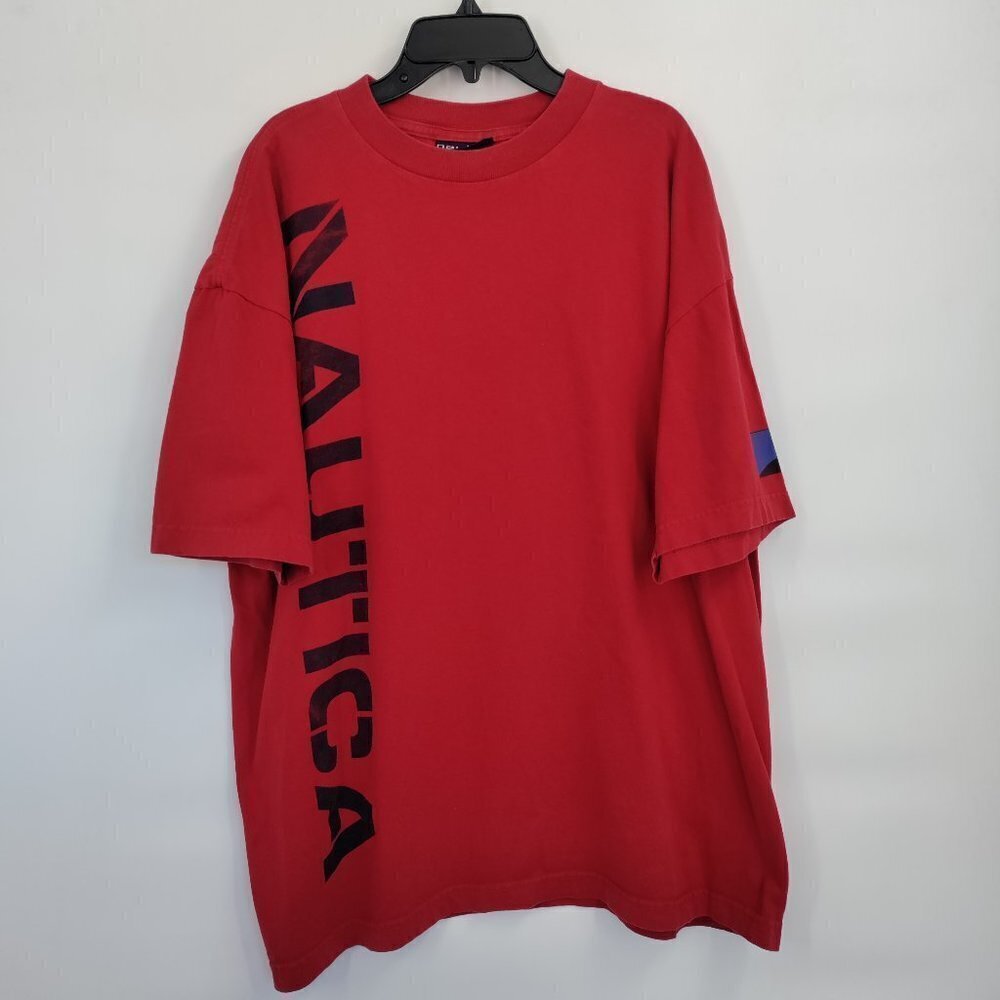 Nautica 100% Cotton Side Logo Oversize Crewneck Tee Shortsleeve Top Size XL Men